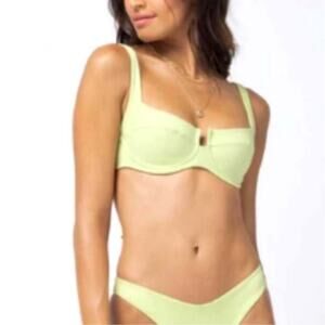 L*Space Pointelle Rib Camellia Bikini Top Small